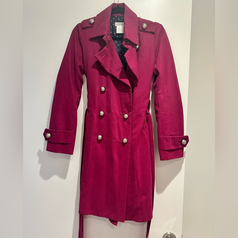 Sonia Rykiel Magenta Double-Breasted Trench Coat